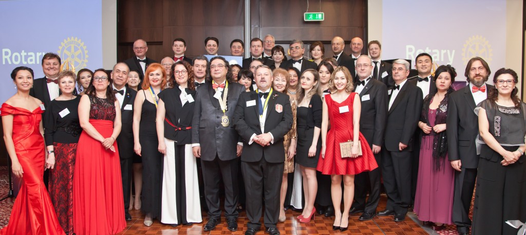 Governor of Rotary International District 2430 Korhan Atilla and President of the Astana Rotary Club Gareth Stamp with attendees at Astana club's official launch. 