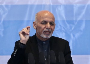 Afghan President Ashraf Ghani speaks during a ceremony for the International Human Rights Day in Kabul