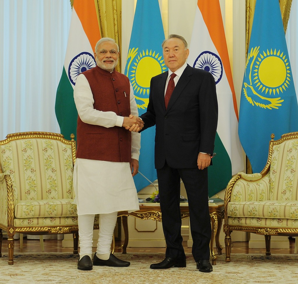 Prime Minister of India Narendra Modi meets President of Kazakhstan Nursultan Nazarbayev on July 8 in Astana. 