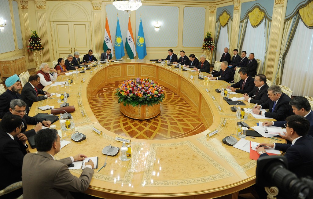 Prime Minister of India Narendra Modi attends the Kazakh-Indian business forum in Astana.  