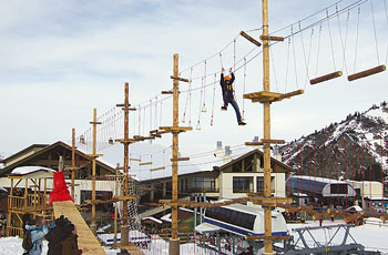 Maksut Zhumayev, the acclaimed mountaineer, himself tries the new rope park he has built at Shymbulak. 1359691915