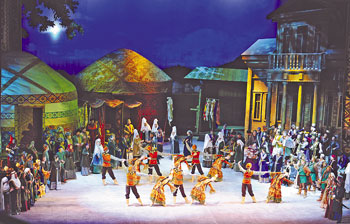 The famous opera “Birzhan-Sara,” directed by Yuri Alexandrov, premiered at the recently opened Astana Opera Theatre. 1372259269