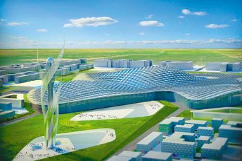 One of the competing designs, Zhelgul Tower from Manfredi Nicoletti symbolizes the birth of the new EXPO 2017 city and stands for the use of the wind power. 1377188947
